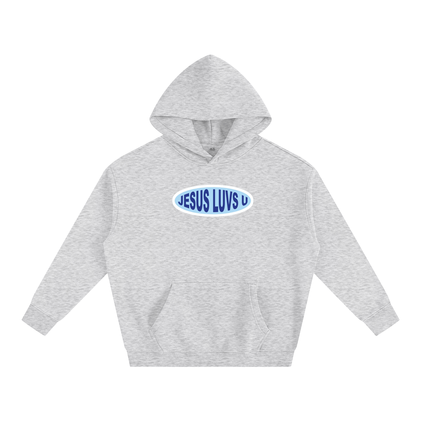 Jesus Luvs U – Classic Oval Hoodie (Blue Edition)