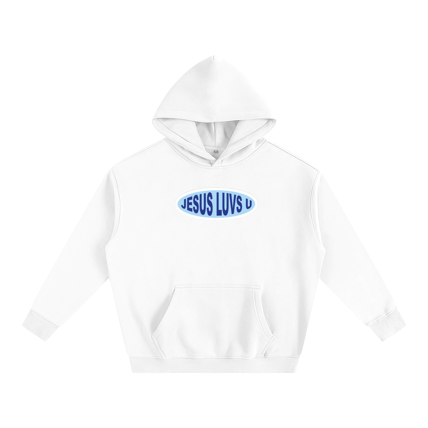 Jesus Luvs U – Classic Oval Hoodie (Blue Edition)