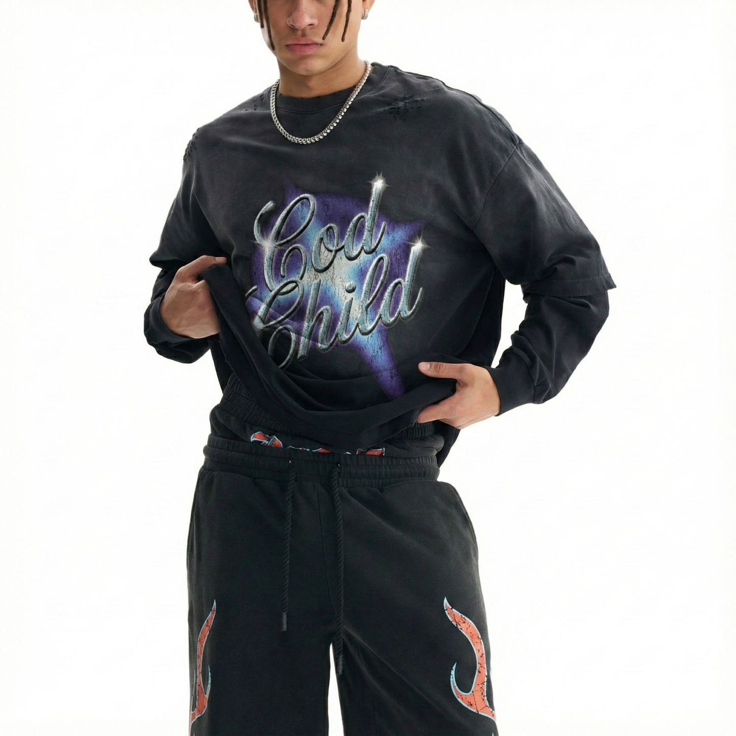 The Grunge Chrome "God Child" Oversized Tee