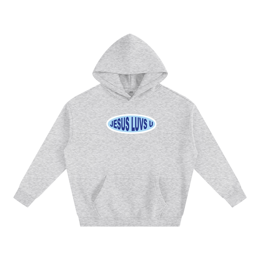 Jesus Luvs U – Classic Oval Hoodie (Blue Edition)