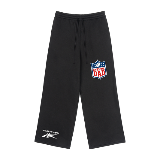 Black Dad Sweatpants,Football Graphic Joggers,Men's Fleece Pants,Shield Logo Sweatpants,Wide Leg Dad Pants,Retro Sports Merch,Football Aesthetic,Varsity Style,Team Apparel,Sunday Football Gear