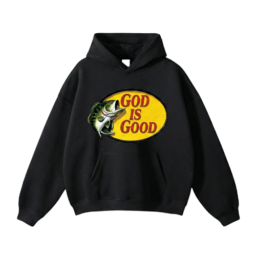 Youth "God Is Good" Outdoor Graphic Hoodie | Kids Faith Fishing Pullover