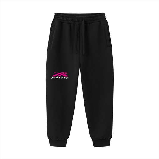 Faith Sweatpants,Christian Joggers,Y2K Pants,,Racing Aesthetic,Motorsport Fashion,Black Fleece Pants,Religious Streetwear,Pink and Black Joggers,Retro Sport Bottoms