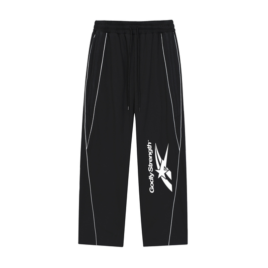 Black Track Pants,Men's Track Bottoms,Performance Joggers,Piping Detail Pants,Windbreaker Pants,Y2K Sportswear,Retro Gym Style,90s Athletic Aesthetic