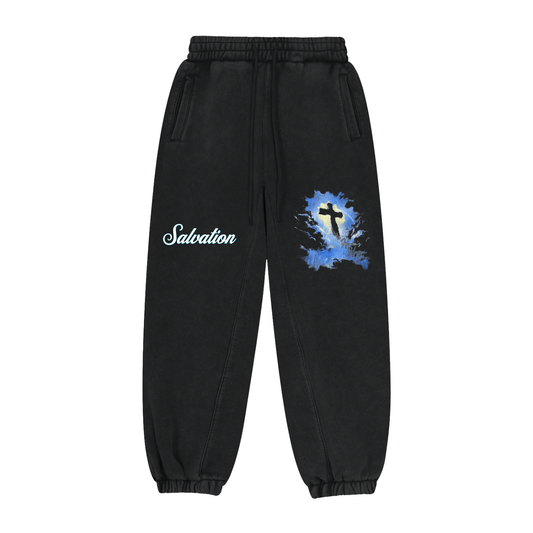 Christian Sweatpants,Religious Joggers,Salvation Pants,Cross Graphic Sweatpants,Faith Based Streetwear,Acid Wash Joggers,Graphic Sweatpants,Vintage Wash Bottoms,Streetwear Pants,Black Joggers