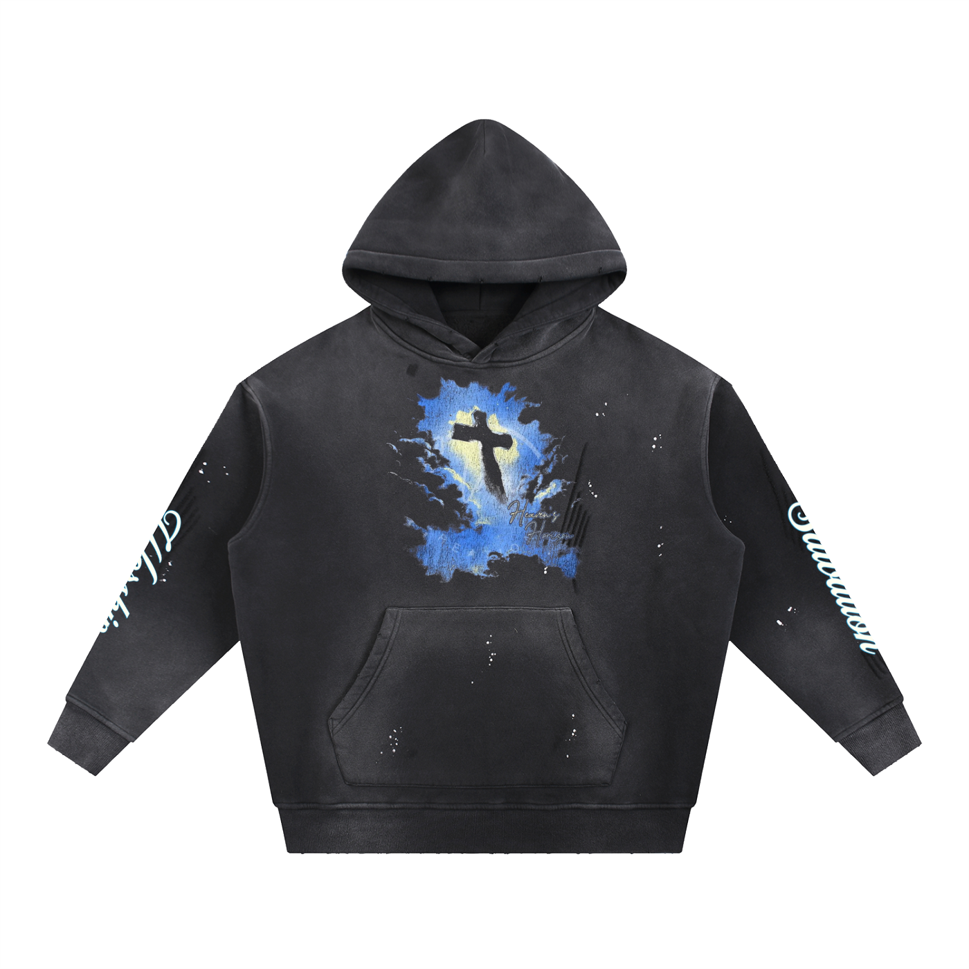 Christian Streetwear,Religious Hoodie,Acid Wash Hoodie,Graphic Sweatshirt,Cross Hoodie,Faith Based Apparel,Heaven's Horizon,Oversized Hoodie,Grunge Aesthetic,Church Merch