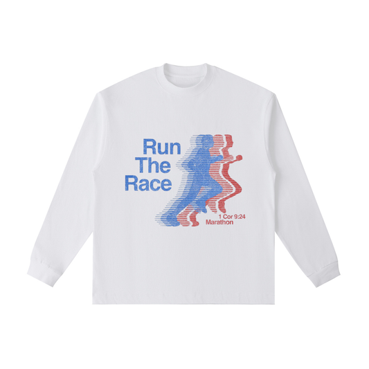 Christian Runner,Faith and Fitness,Collegiate Aesthetic,White Streetwear,Retro Track and Field,80s Graphic Tee,Vintage Sportswear,Motion Blur Design,Christian Apparel,Bible Verse Shirt